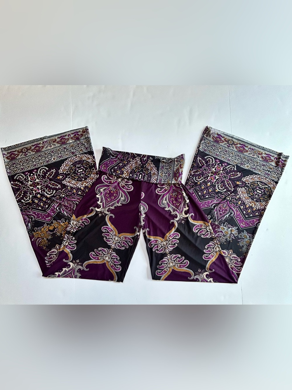 Women's Purple Paisley Flare Pants